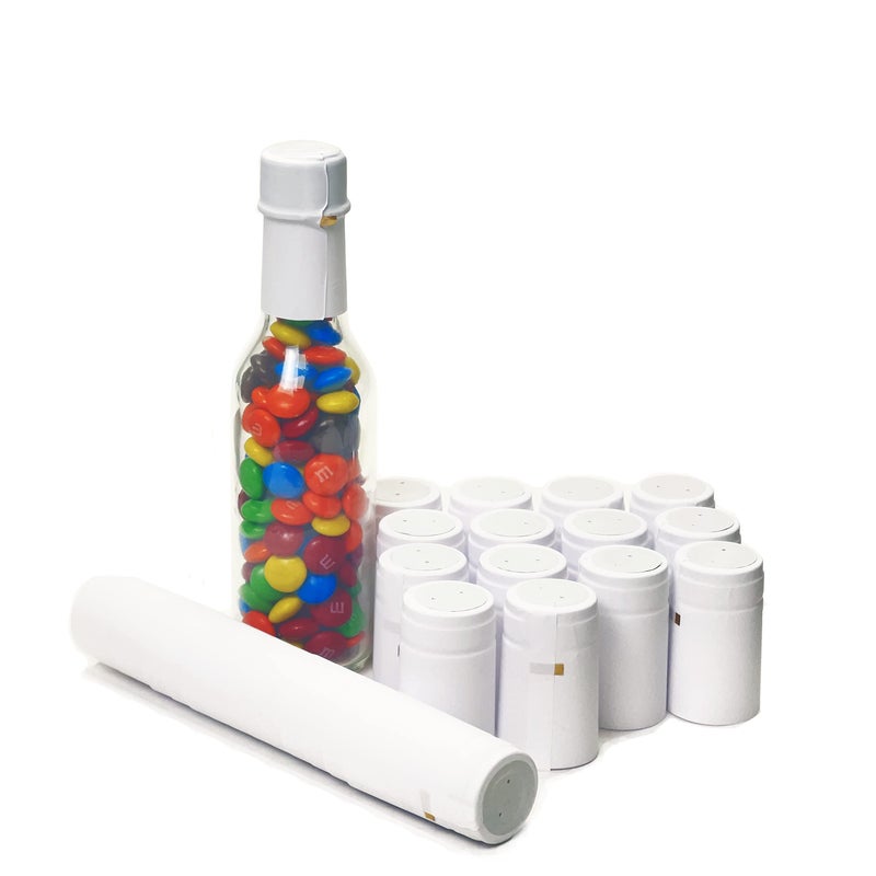 nicebottles Shrink Capsules, Matte White, 28x50mm, Pack of 30 - Compatible 5oz & 10oz Woozy & Hot Sauce Bottles - BOTTLE NOT INCLUDED